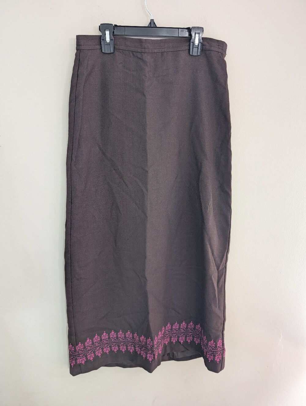 Ann Taylor Wool Brown Embroidered Maxi Skirt Size 6 Nwt Vintage